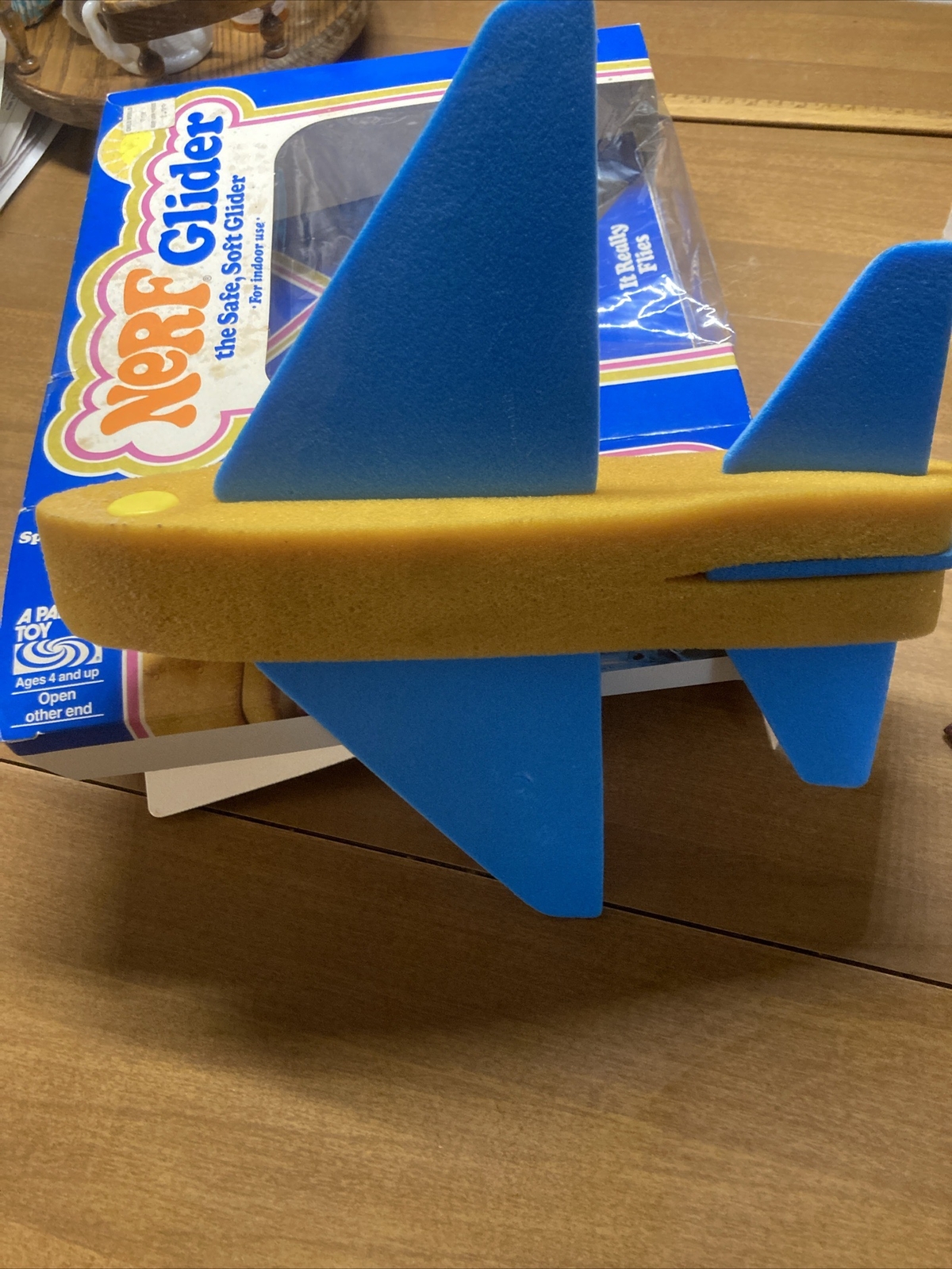Nerf Jumbo Jet Glider Foam Plane Vintage 1975 In Box Flight 290 Yellow & blue