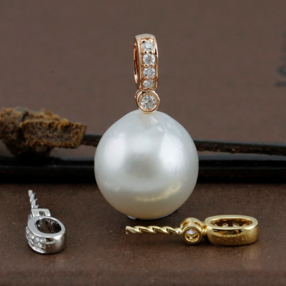 Genuine 18CT Solid Gold & Genuine Diamonds Bail with Screwed Pin
