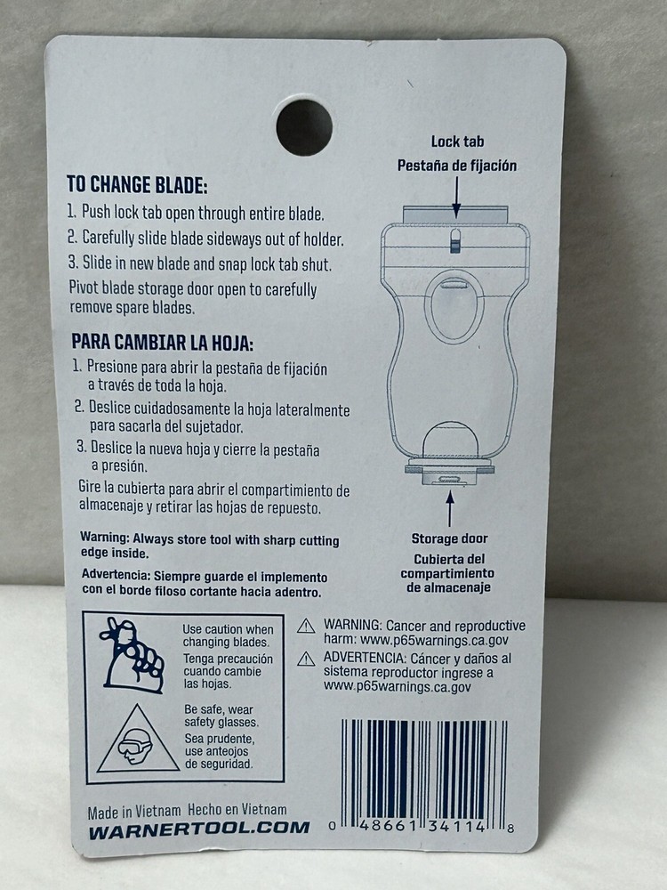 New WARNER Glass & Paint Razor Scraper Includes 2 Blades & Storage