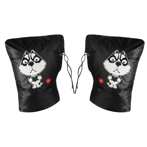 Motorcycle Handlebar Gloves Windproof Waterproof Winter Husky dog pattern