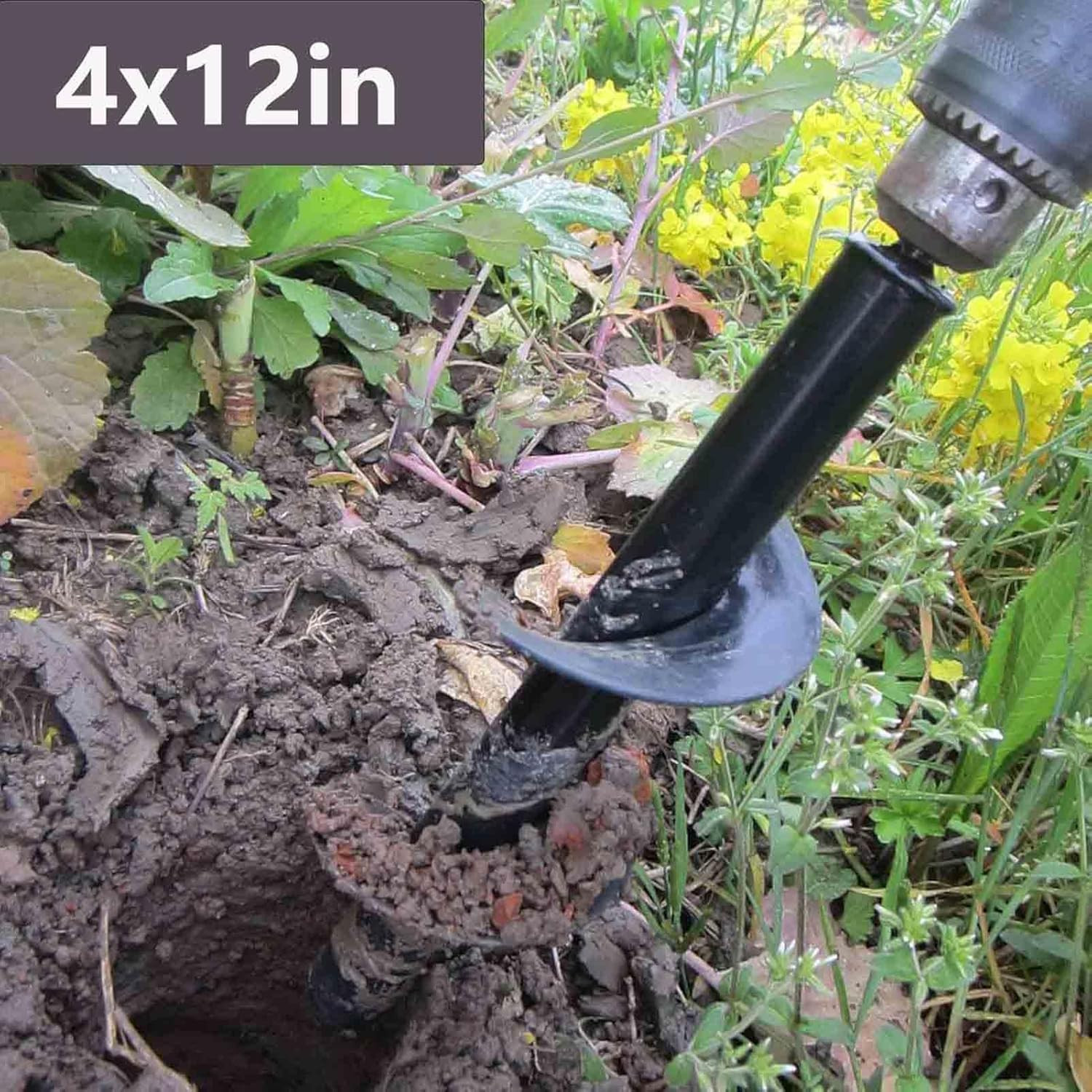 4"x12"Auger Drill Bit for Planting Digging Holes,Garden Plant Flower Bulb Auger
