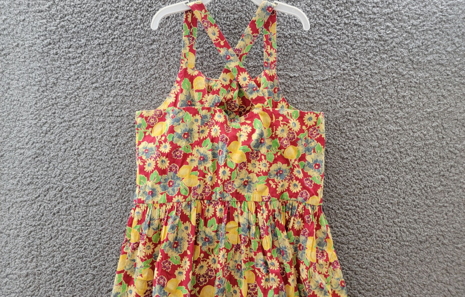 Polo Ralph Lauren Big Girls 16 Lemon-Floral Slub Dress Multicolor