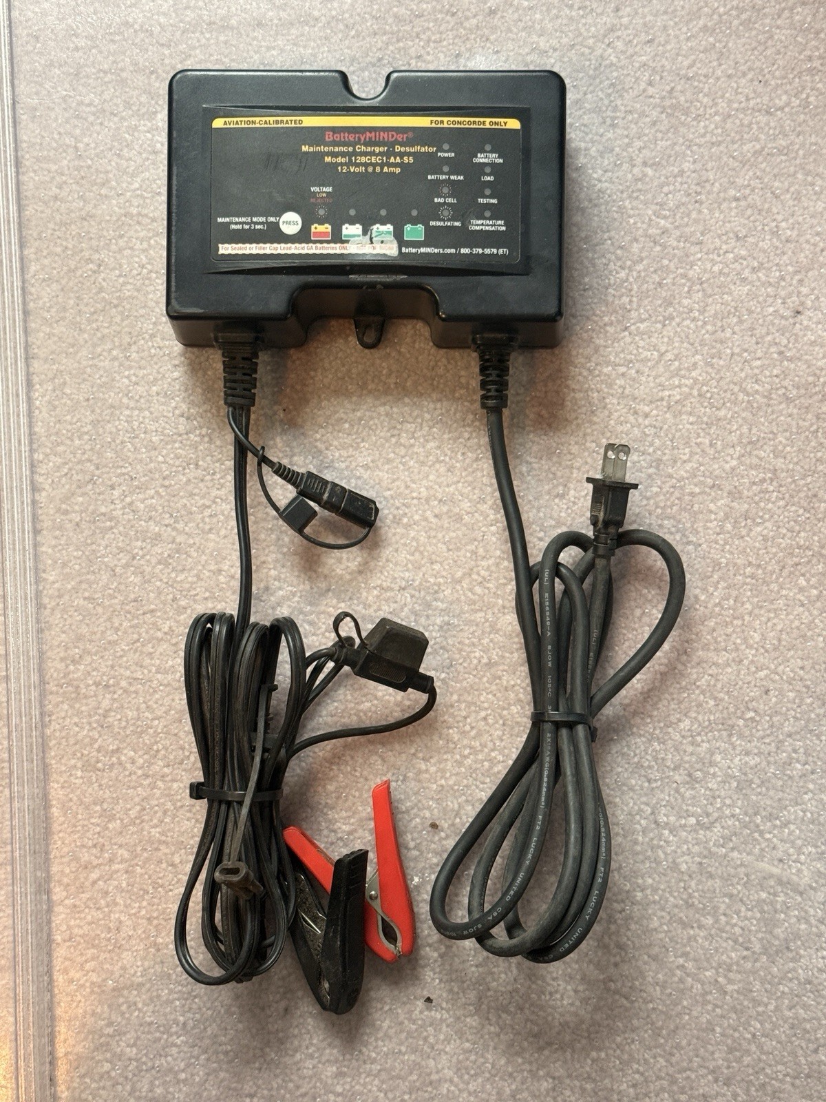 BatteryMINDer 12V-8a Aviation Charger-Desulfator 128CEC2-AA-S5 CONCORDE