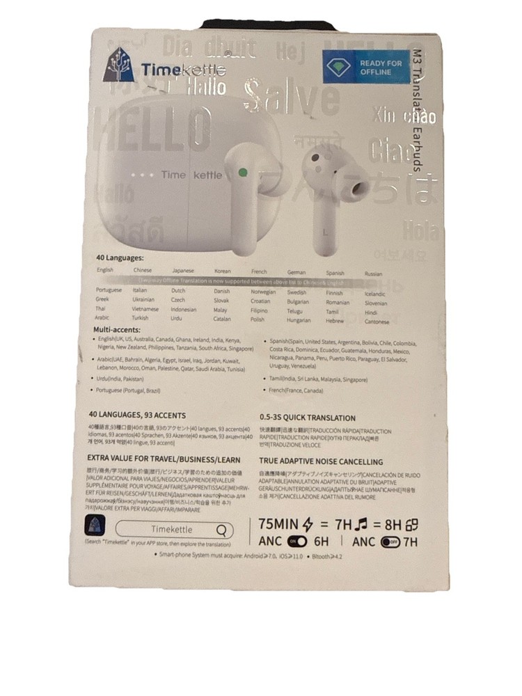 Timekettle M3 Language Translator Earbuds, Two-Way Translator Device with APP...