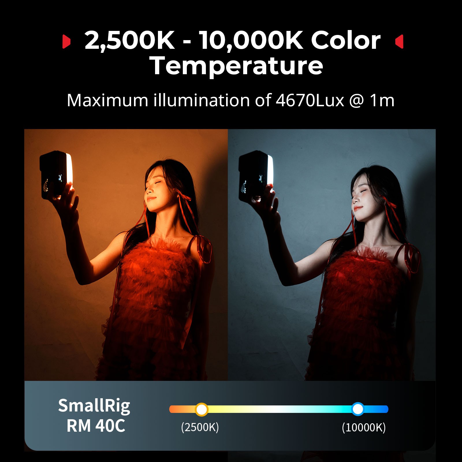 SmallRig RM 40C Mini LED RGB Video Light,4800mAh Battery 2500K-10000K 5359