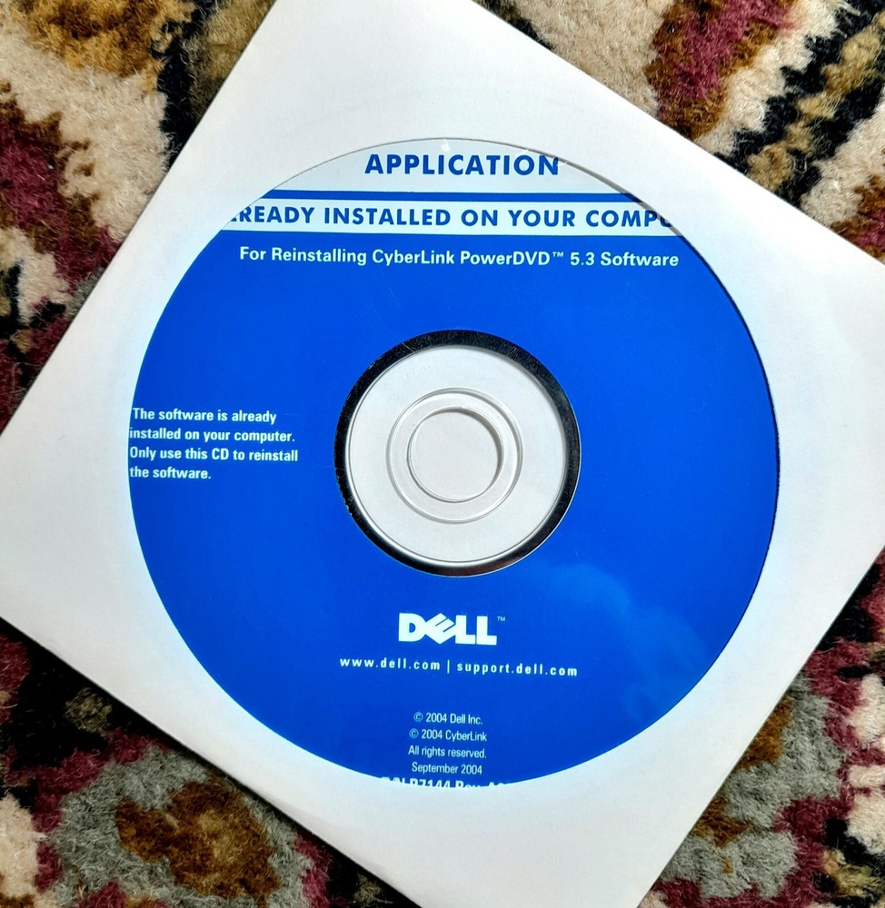DELL 2004  reinstalling cyberLink power dvd 5.3 software APPLICATION Sealed