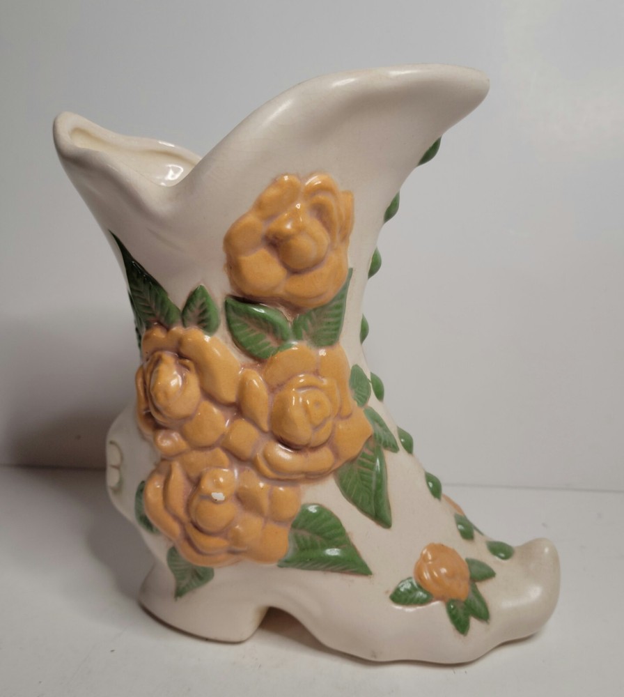Ceramic Shoe Planter/Vase with Roses