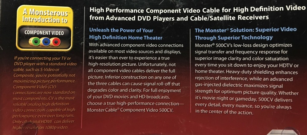 Monster Cable 500CV Component Video 2m (6.56 ft.) High Performance Cable