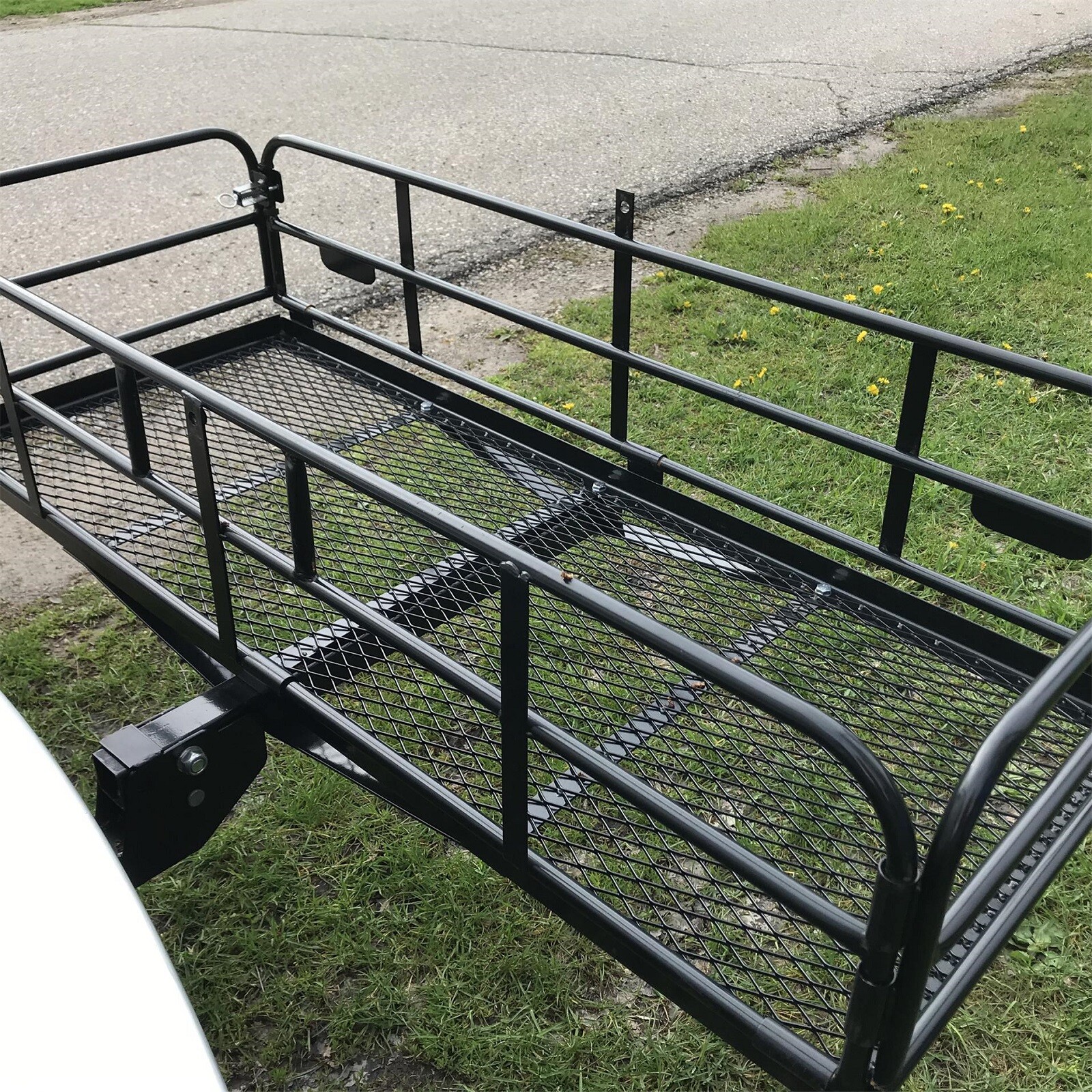 500LBS Folding Trailer Hitch Mount Cargo Basket Luggage Rack Carrier For SUV Car