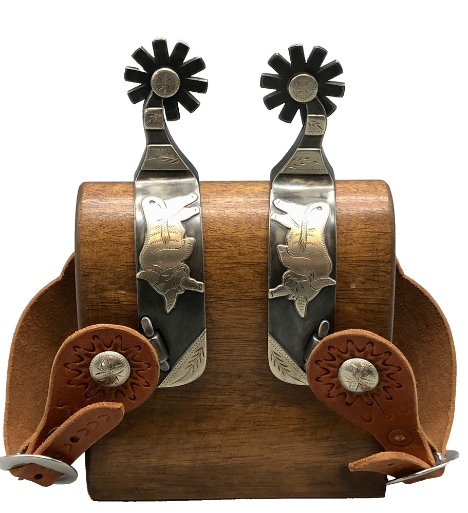 J.D. Moss Bull Theme Double Mounted Spurs
