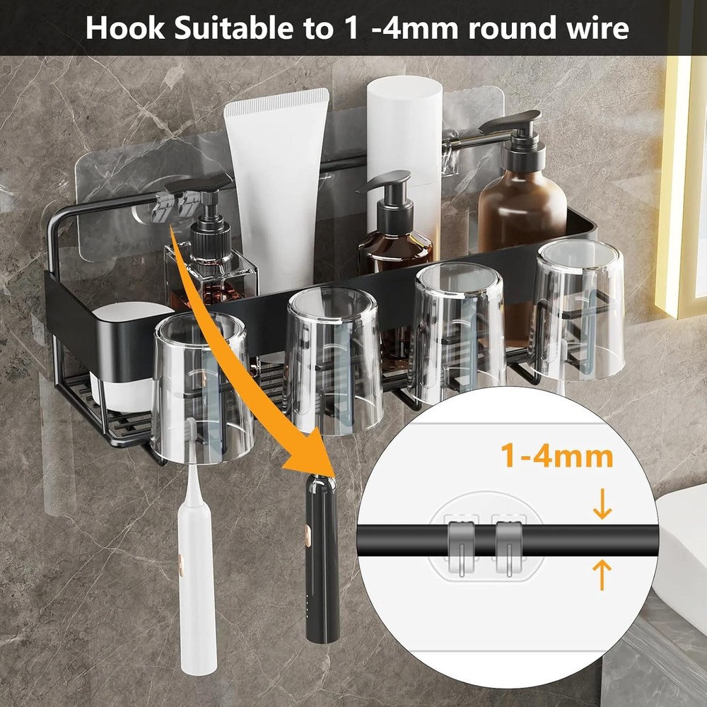 12 Pack Shower Caddy Adhesive Hooks Replacement, Transparent-12