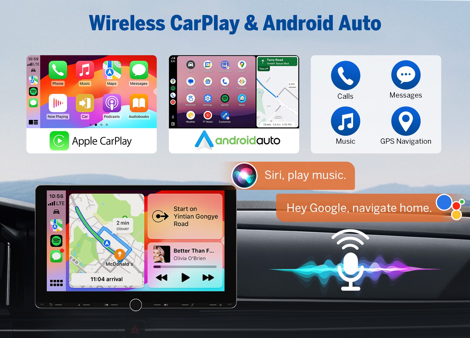 Eonon UX7A Plus 10.1" IPS Android 14 4+64G 2DIN GPS CarPlay Car Stereo Radio DSP