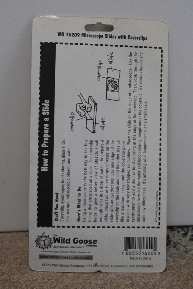 Wild Goose Co. Microscope Slides with Coverslips (10 pack) NEW