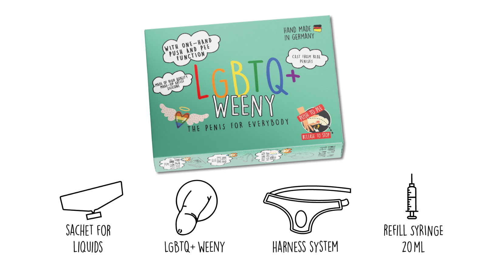 LGBTQ+ Weeny Fake Penis Strap-On Original CleanU Screeny Weeny * * Topseller * *