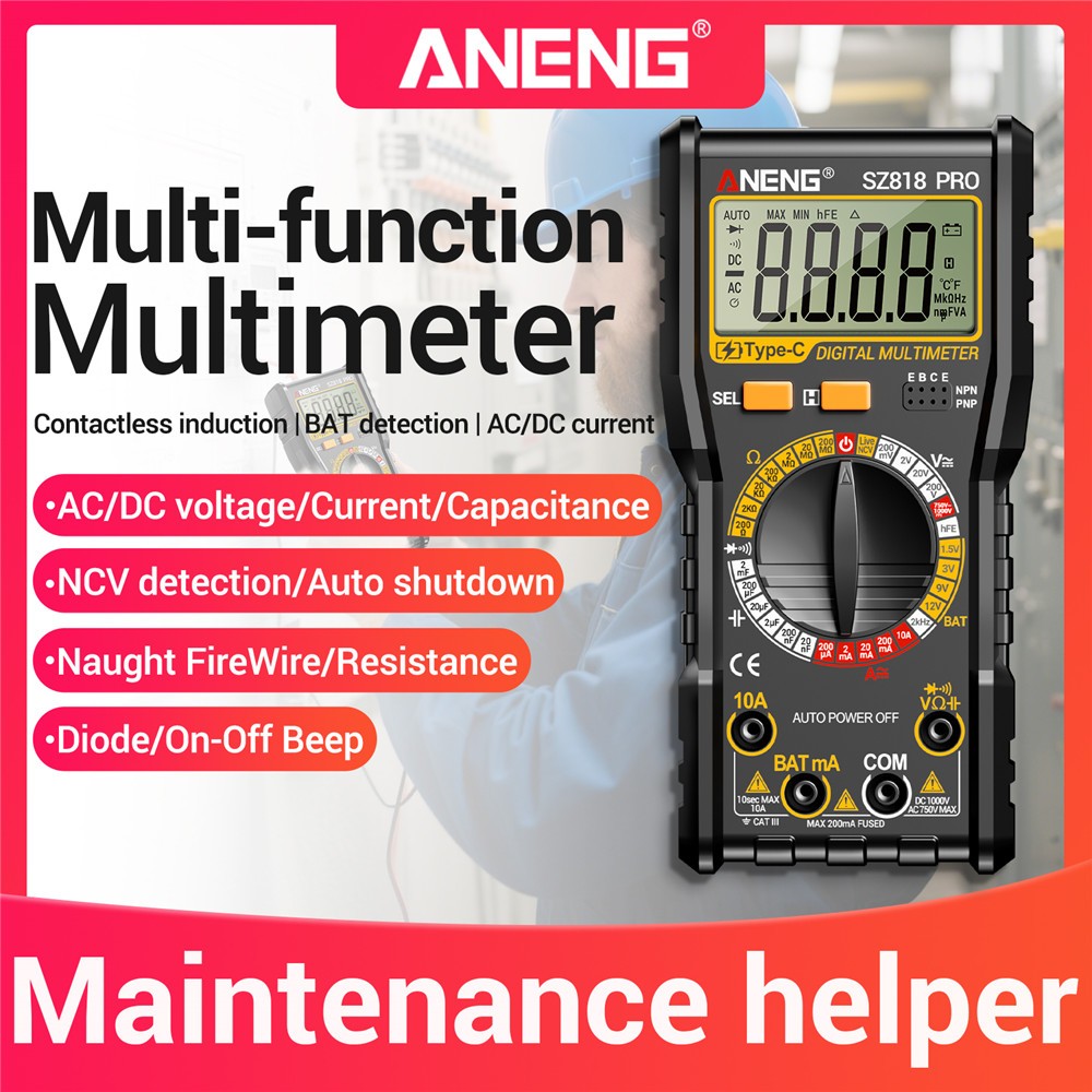 Digital Multimeter Voltmeter AC DC Volt Meter Ohmmeter Auto Range Tester