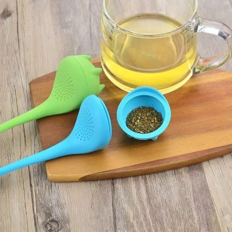 2PC Tea Infuser Tea Strainer Loose Leaf Filter Long Handle Standing Silicone US