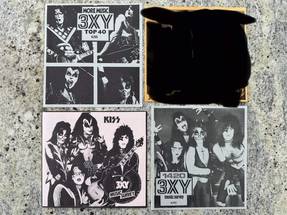 KISS 1976-77-79 SET OF 3 3XY RADIO SURVEYS AUSTRALIA AUCOIN VINTAGE MEGA RARE 🔥