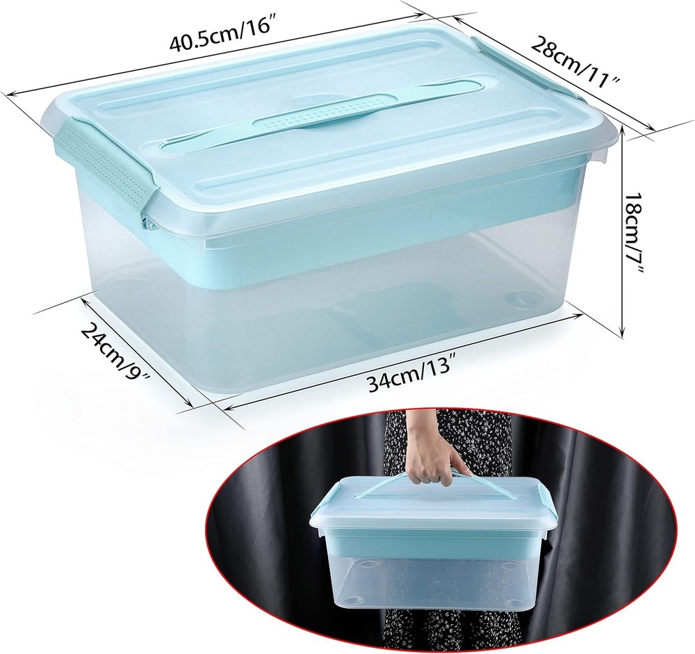 BTSKY Stack & Carry Box, Clear Plastic Storage Container Stackable Home Utility