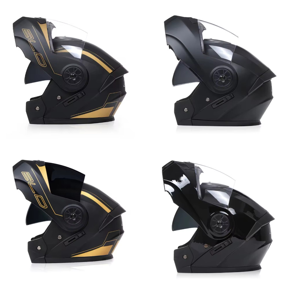 BLD Motorcycle Modular Full Face Helmet Dual Visor, mat , glossy