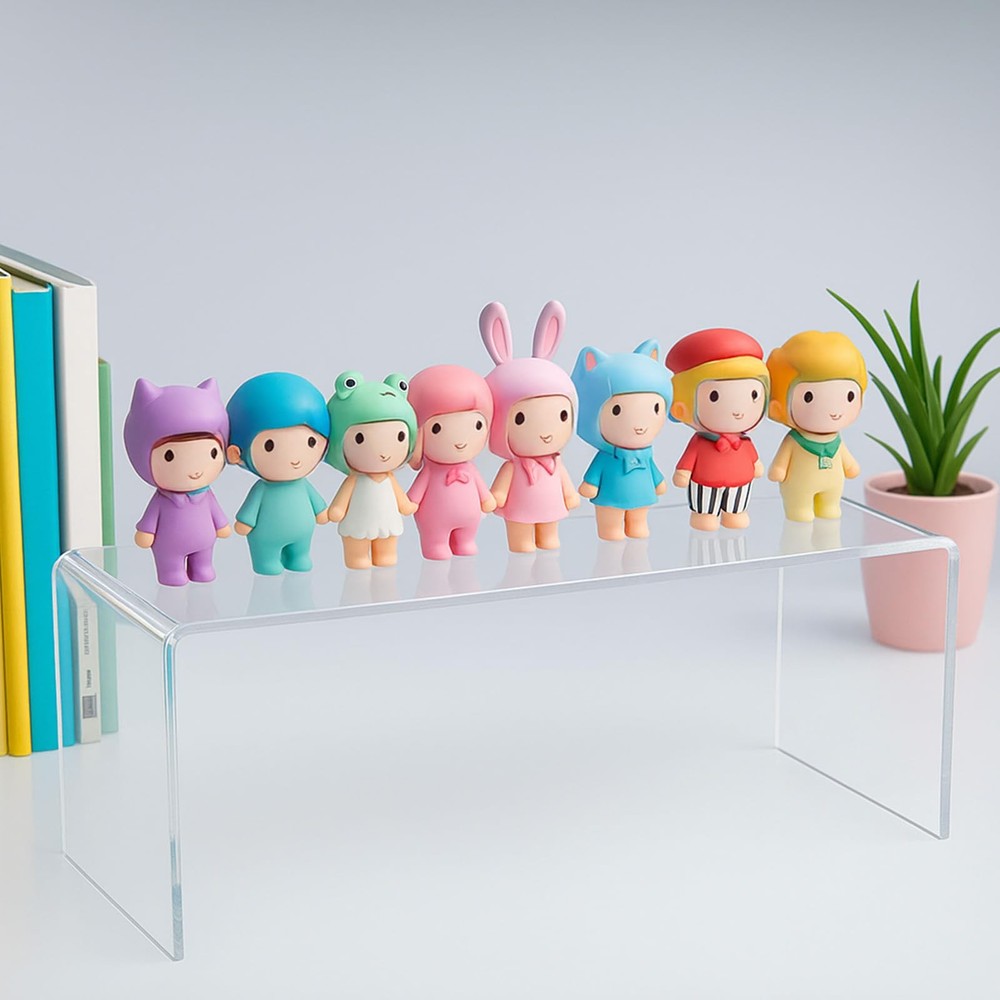 4 Pack Large Acrylic Risers – Clear Display Shelf Organizer for Kitchen, Coun...