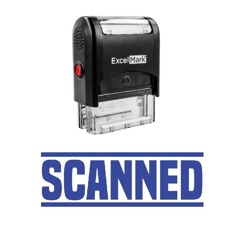 Double Line SCANNED Stamp - Self-Inking / Blue
