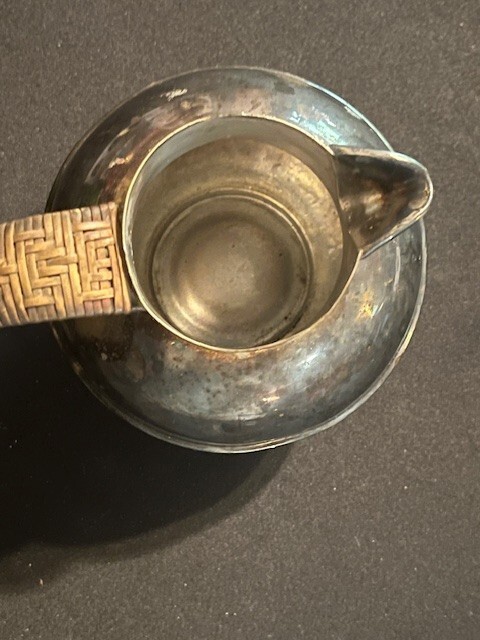Vintage Silver Plated Tea Pot With Wicker Handle