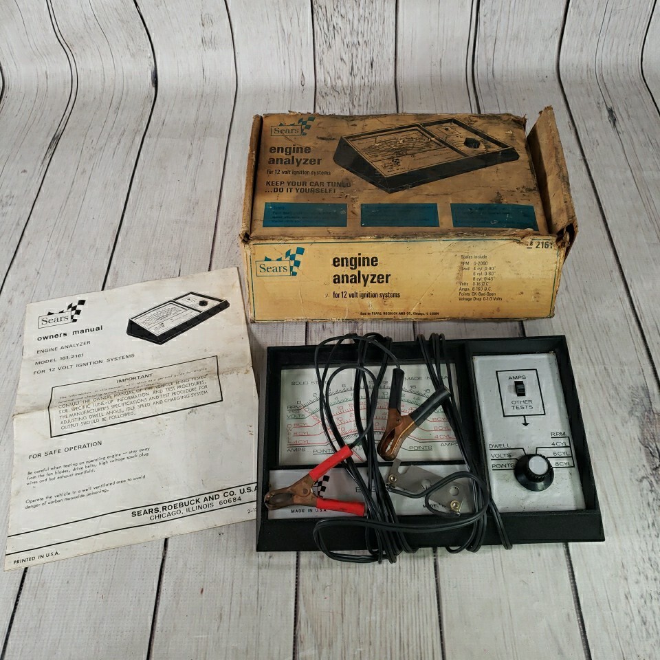 Vintage SEARS ENGINE ANALYZER Model 161-2161 Original Box 12V Ignition Systems