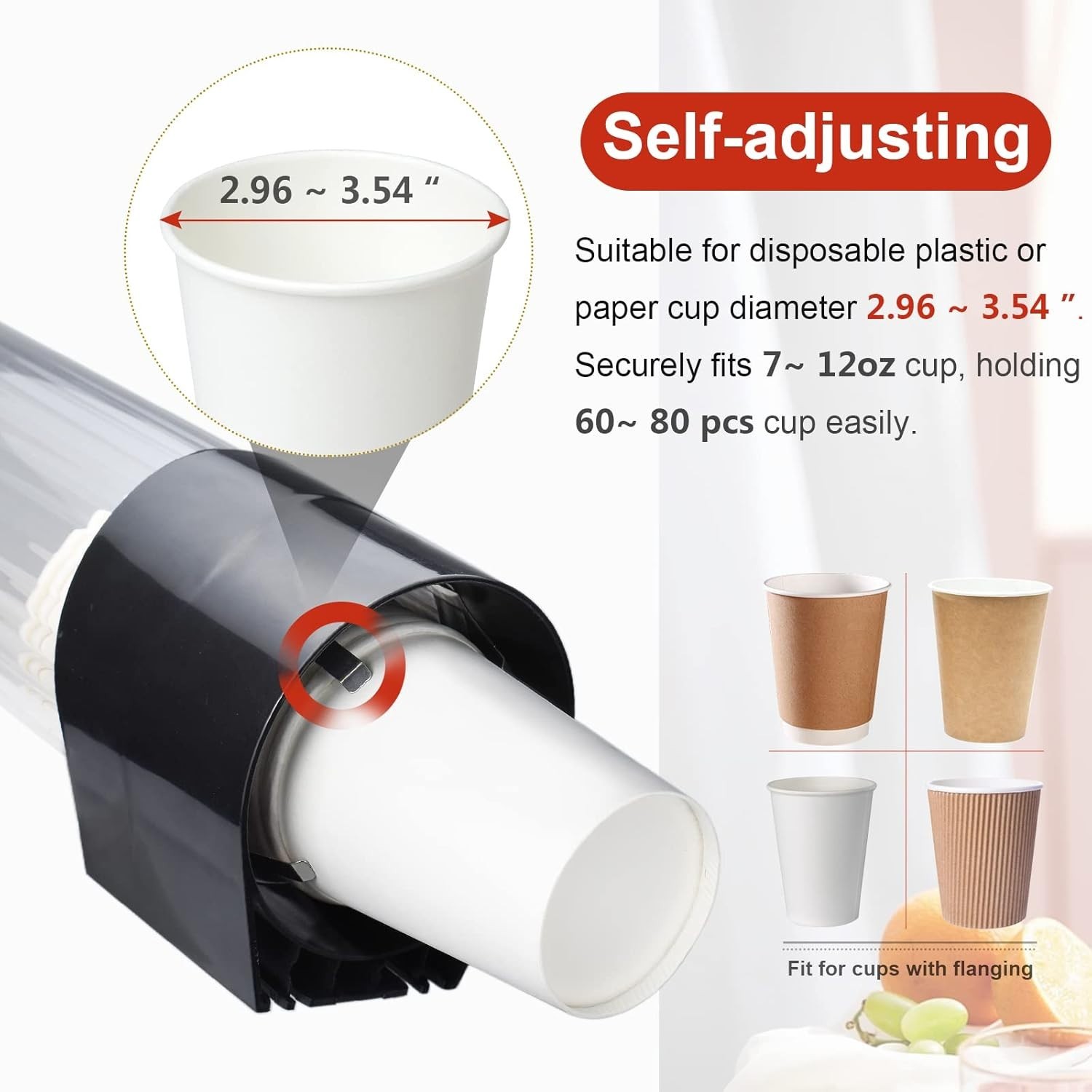 Pull Type Wall Mount Cup Dispenser Fits 7–12oz Cups Black Large