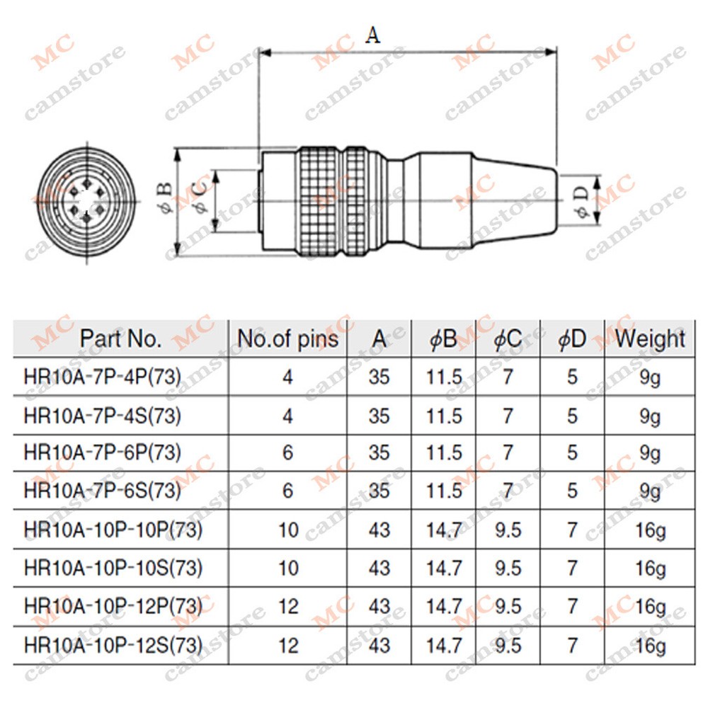 Hirose 4pin Connector Plug HR10A-7P-4S for for Data Cable Plug