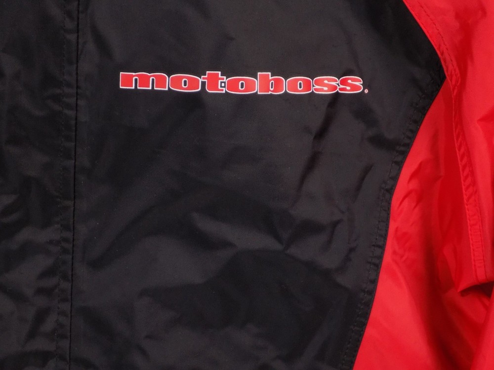 Motoboss Motorcycle Riding Rain Jacket Black Red Size Medium