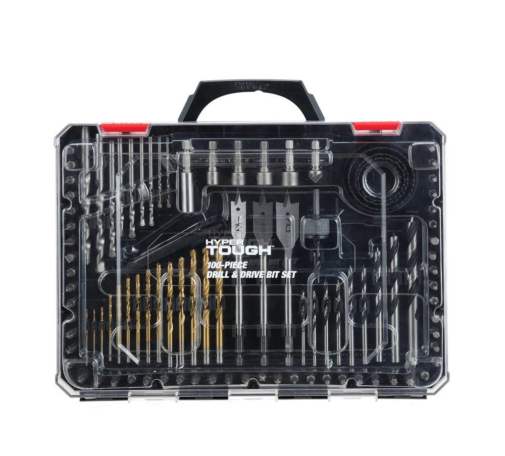 Hyper Tough 100 Piece Drill Bits Screwdriver Bits and Nut Driver Bits Set, Steel