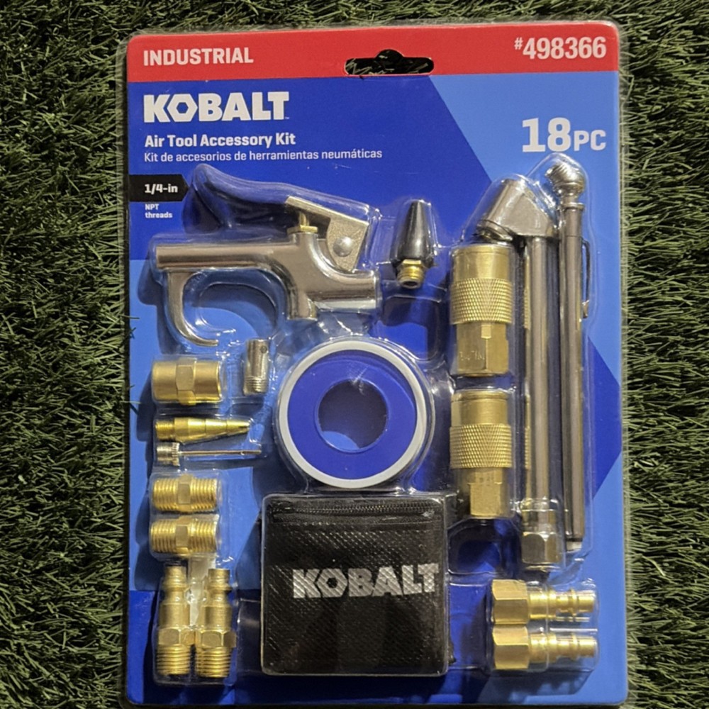 Kobalt Air Tool Accessory Kit 18PC Model 498366 NPT Threads for Compressor