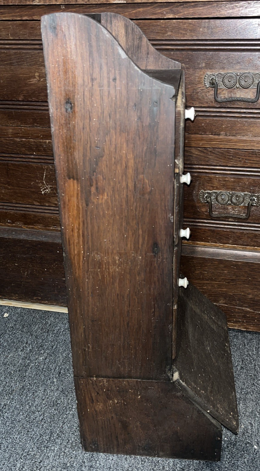 Antique WOOD Cabinet SPICE BOX/ PRIMITIVE /APOTHECARY Divided Drawers & Bread
