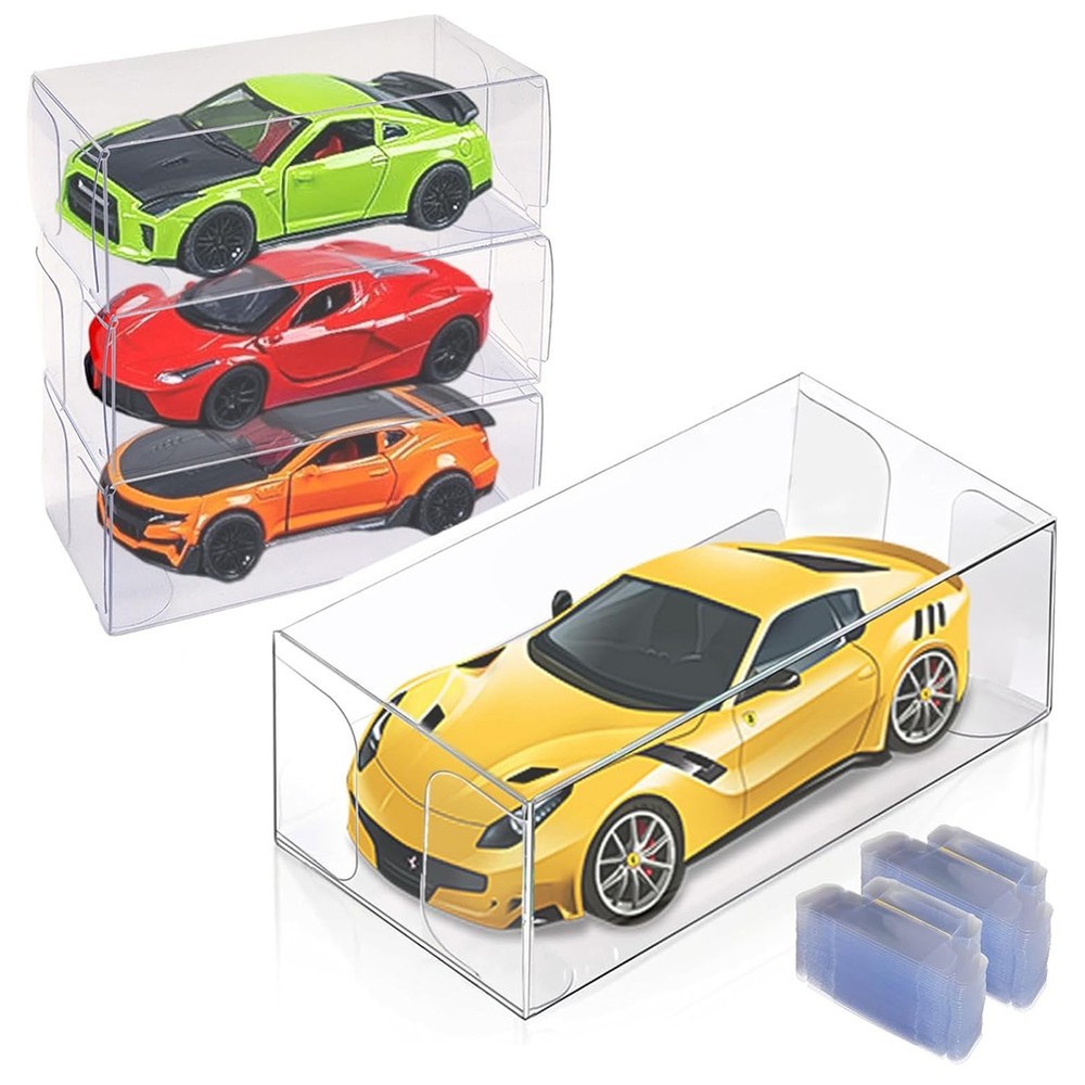 100PCS Model Car Clear Storage Box For Hot Whee~ 1/64 Model Car Display Case