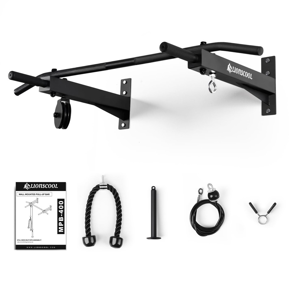 Multifunctional Wall Mounted Pull Up Bar with Pulley System (16"/24" APART)