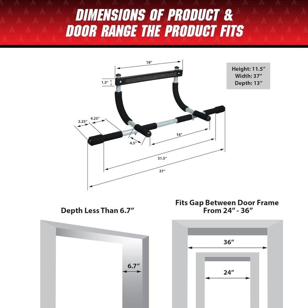 Pull-Up Bar - Total Upper Body Workout Bar for Doorway, Adjustable Width Lock...