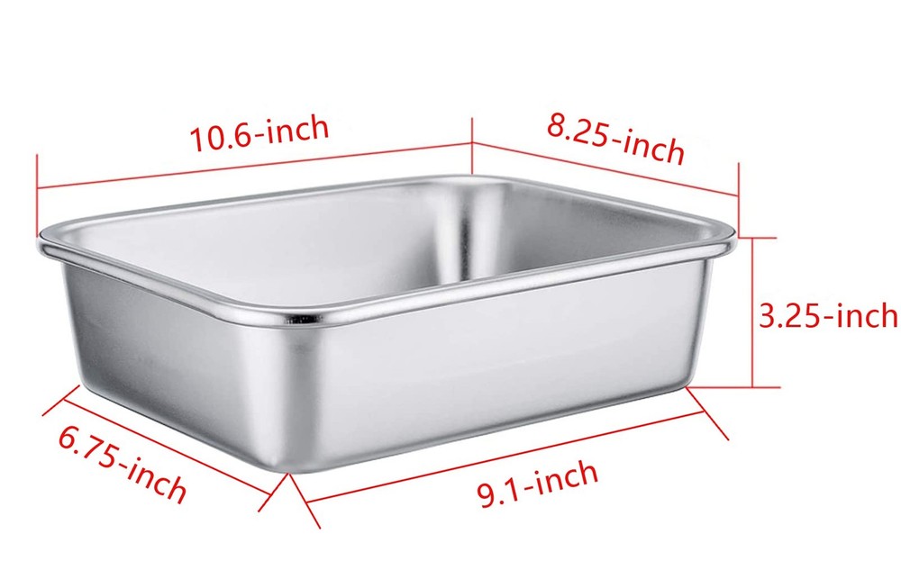 Rectangular Cake Pan Brownie Pan, Stainless Steel Lasagna Casserole Baking Pa...