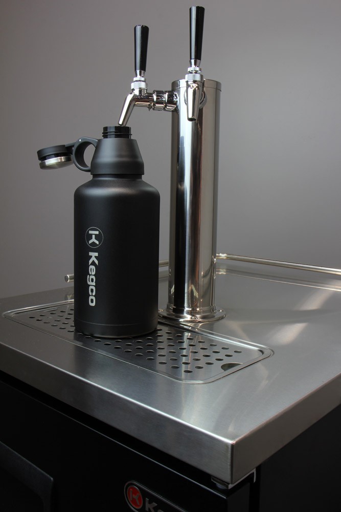 Kegco 14" Tall Polished Stainless Steel Tower - Perlick Dual Faucet Taps Keg