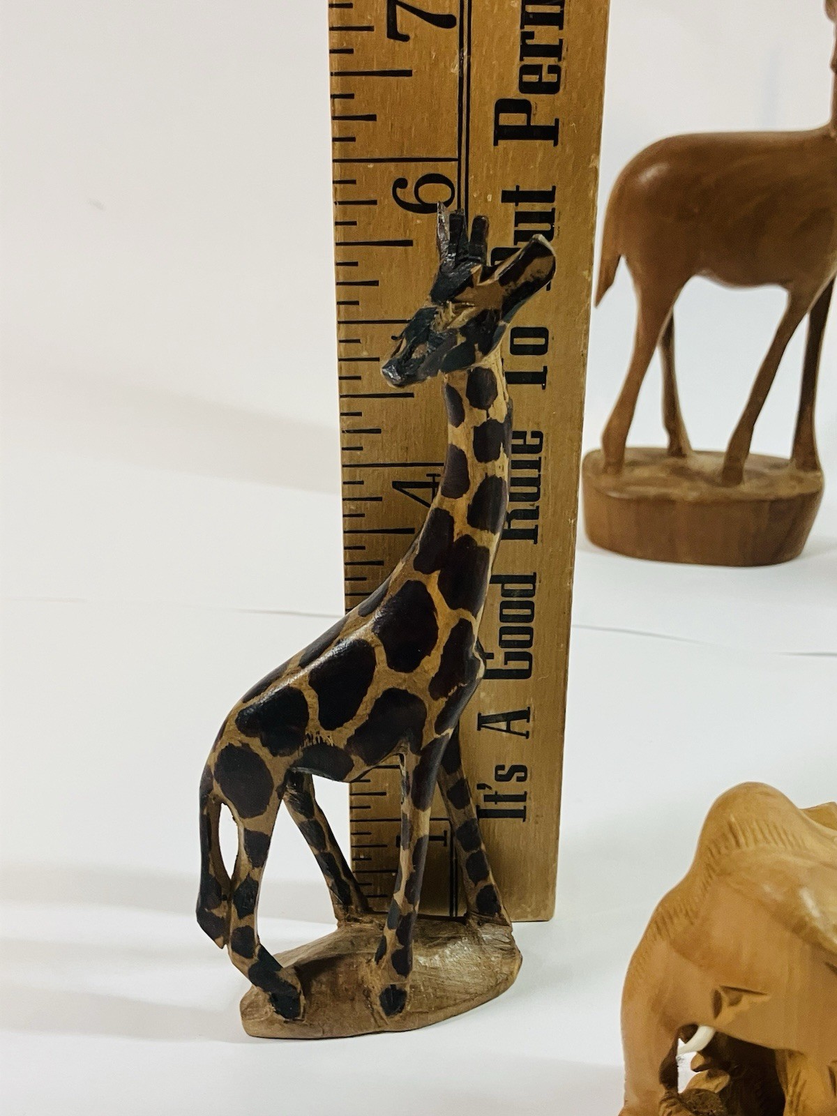 Mid Century Hand Carved Wood Animal Figurines African Folk Art Set Of 6