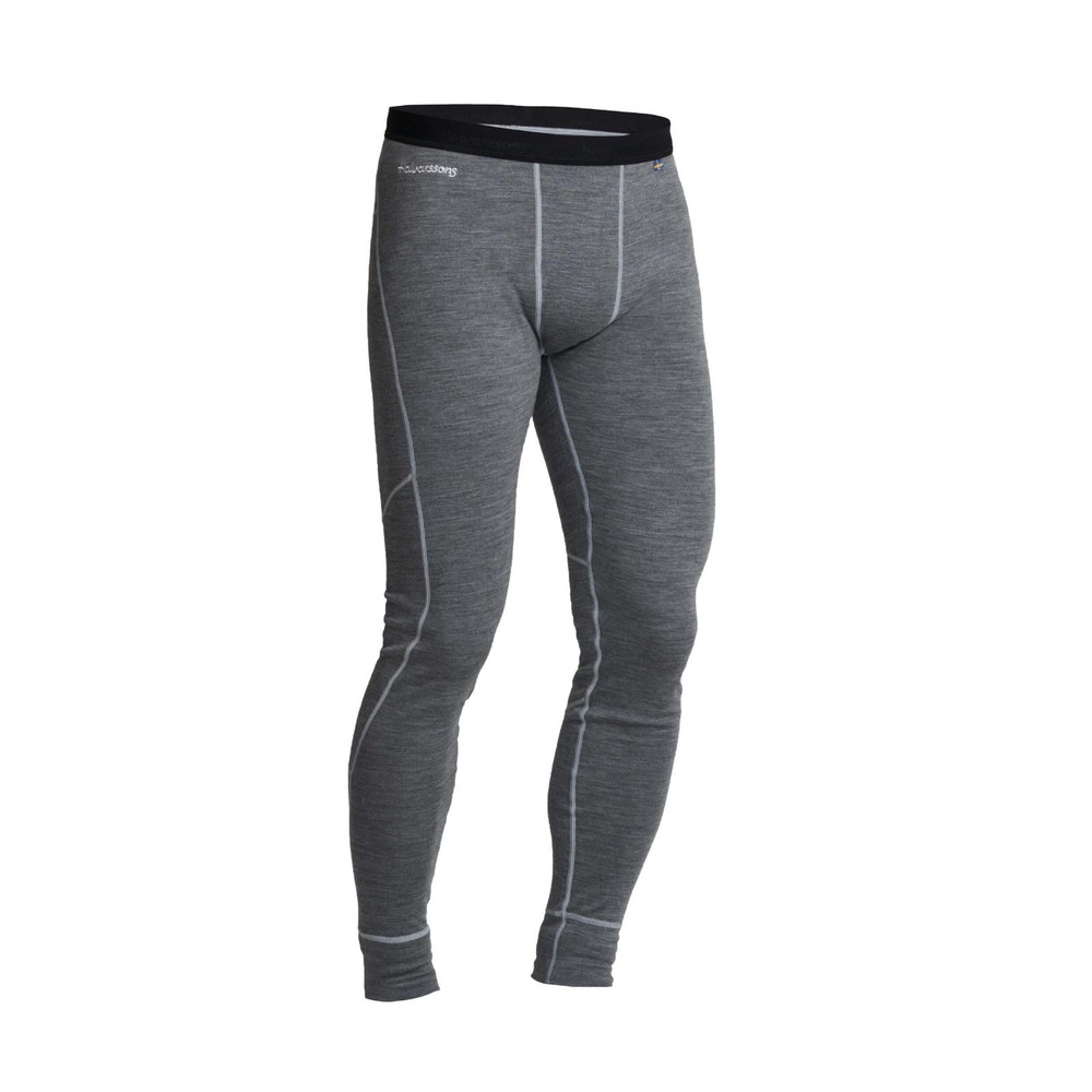 Halvarssons Warm Wool Longs Merino Wool Base Layer Pants - Grey
