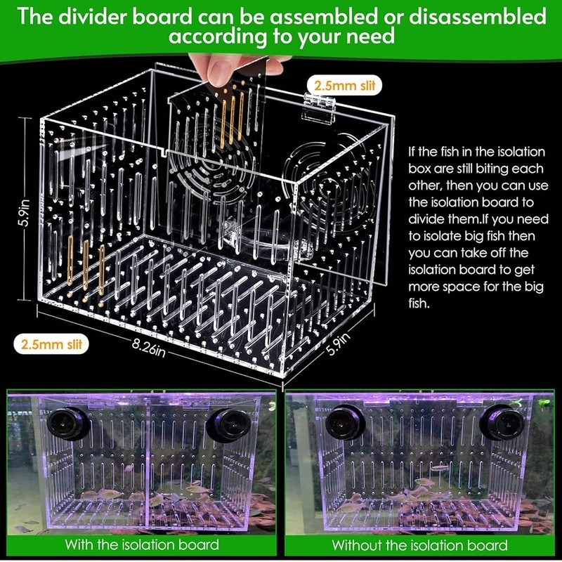 Magnetic Aquarium Acclimation Box Fish Breeder Divider W/ Feeding Tube New