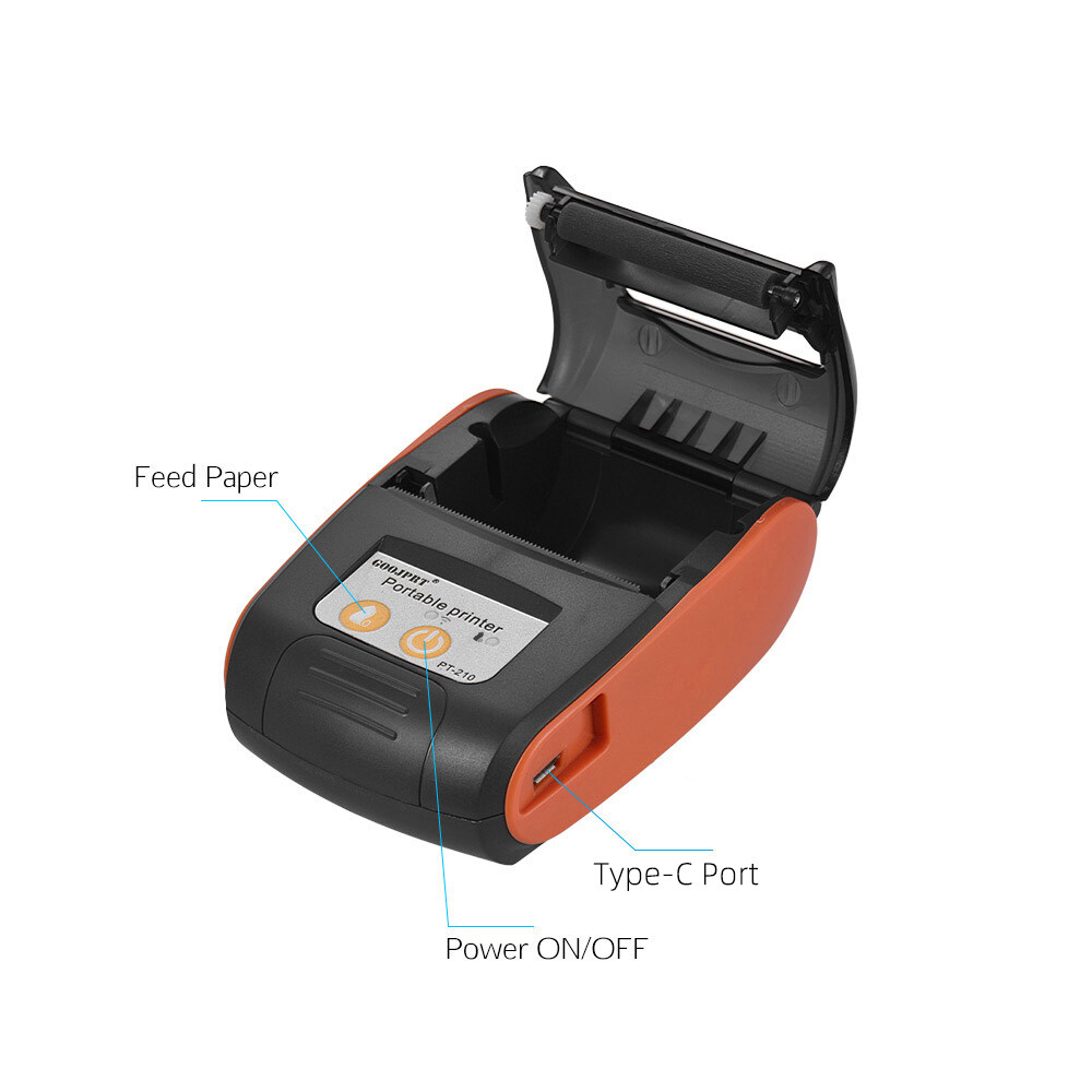 GOOJPRT 58mm Portable BT Thermal Receipt Printer Handheld POS for Stores E7G1