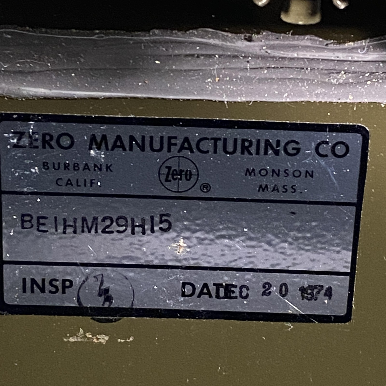 Vintage Zero Manufacturing Military Pressure Equalizer Transit Case 1974 OD