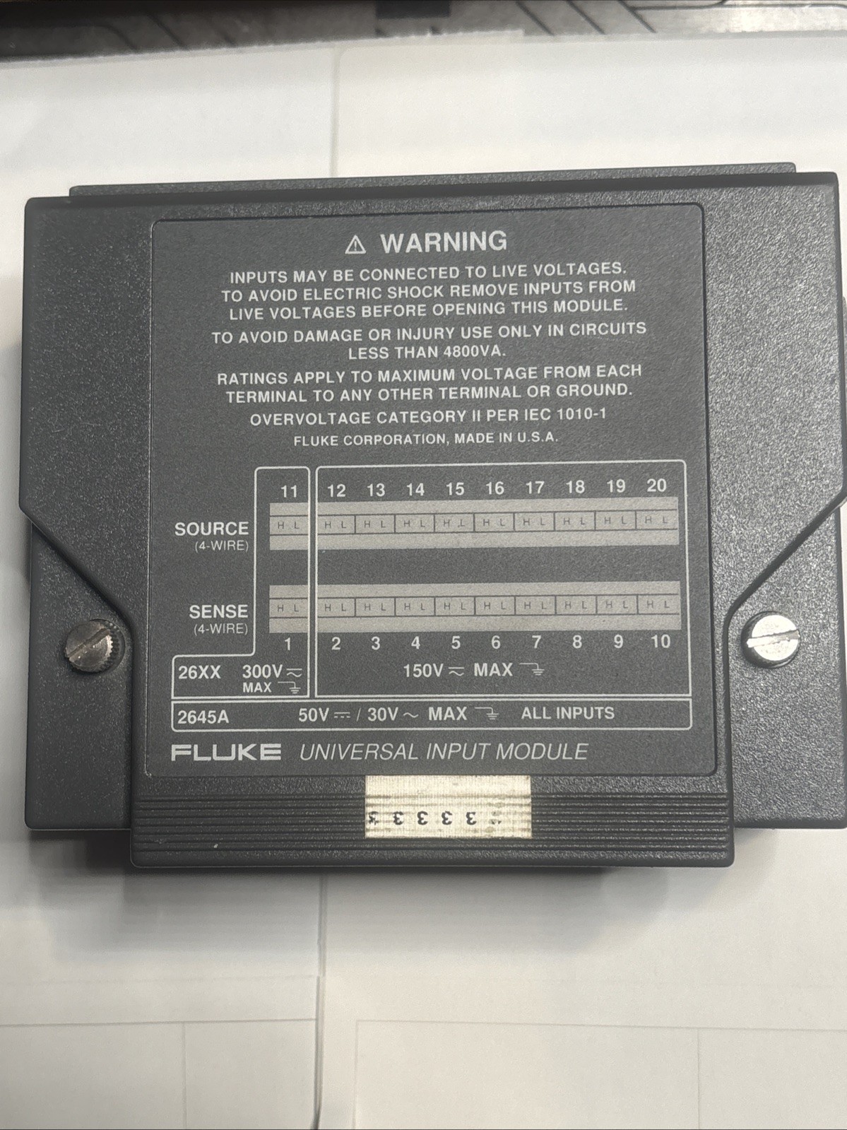 Fluke 814210 Universal Input Module for 26xx Data Logger Hydra/NetDAQ Type Sys
