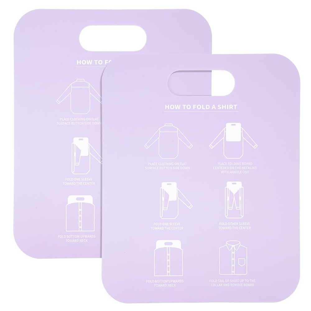 2 PCS Shirt Folding Board Portable Clothes Folder Plastic Laundry White