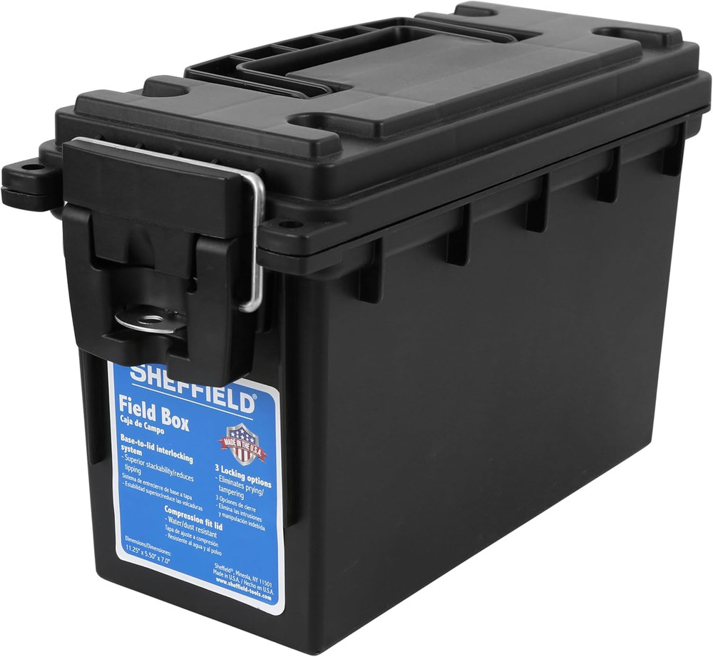 Sheffield 12629 Ammo Storage Box, Stackable .30 Cal Field Boxes, 0.30, Black