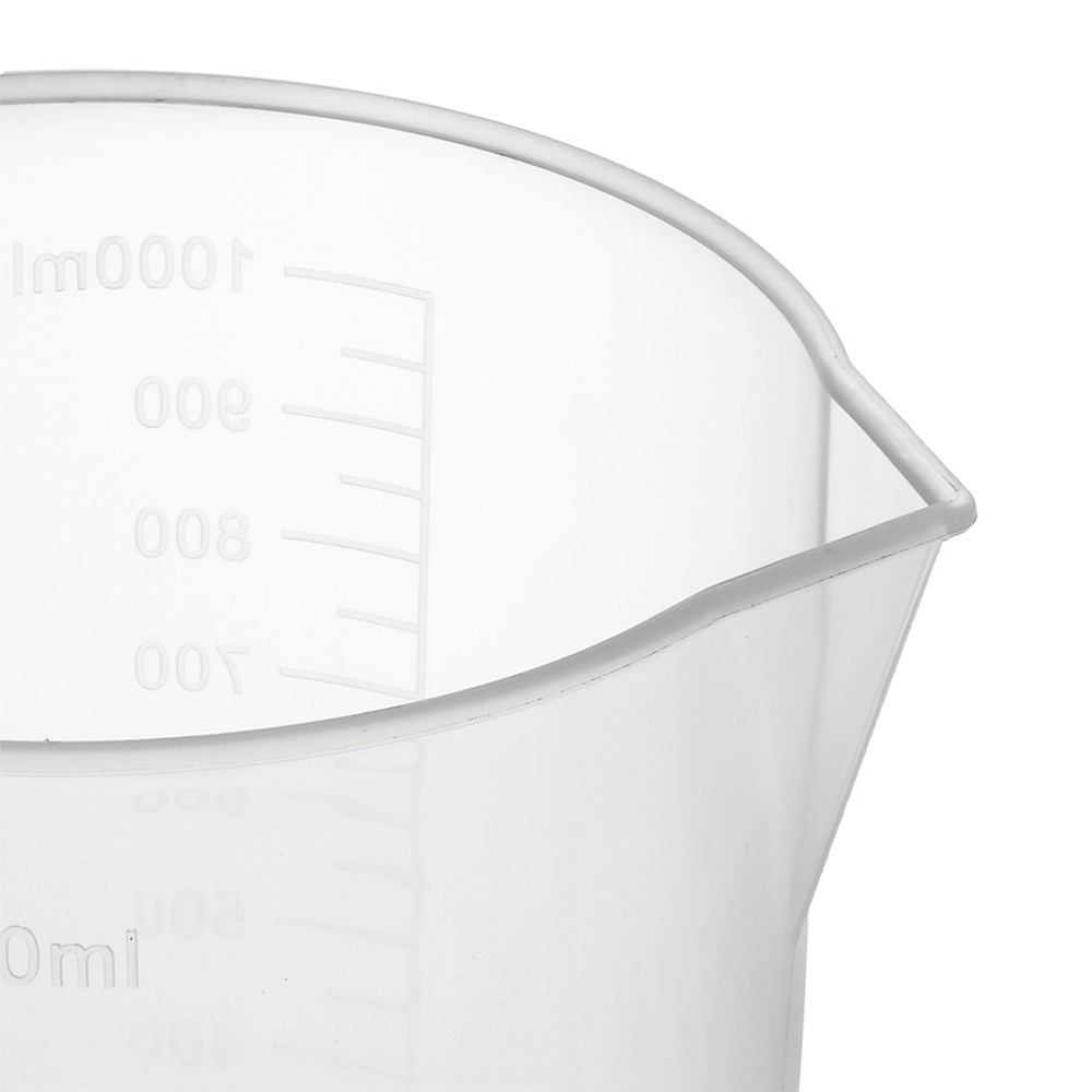 Laboratory Clear 1000mL PP Plastic Graduated Measuring Cup Handled Beaker