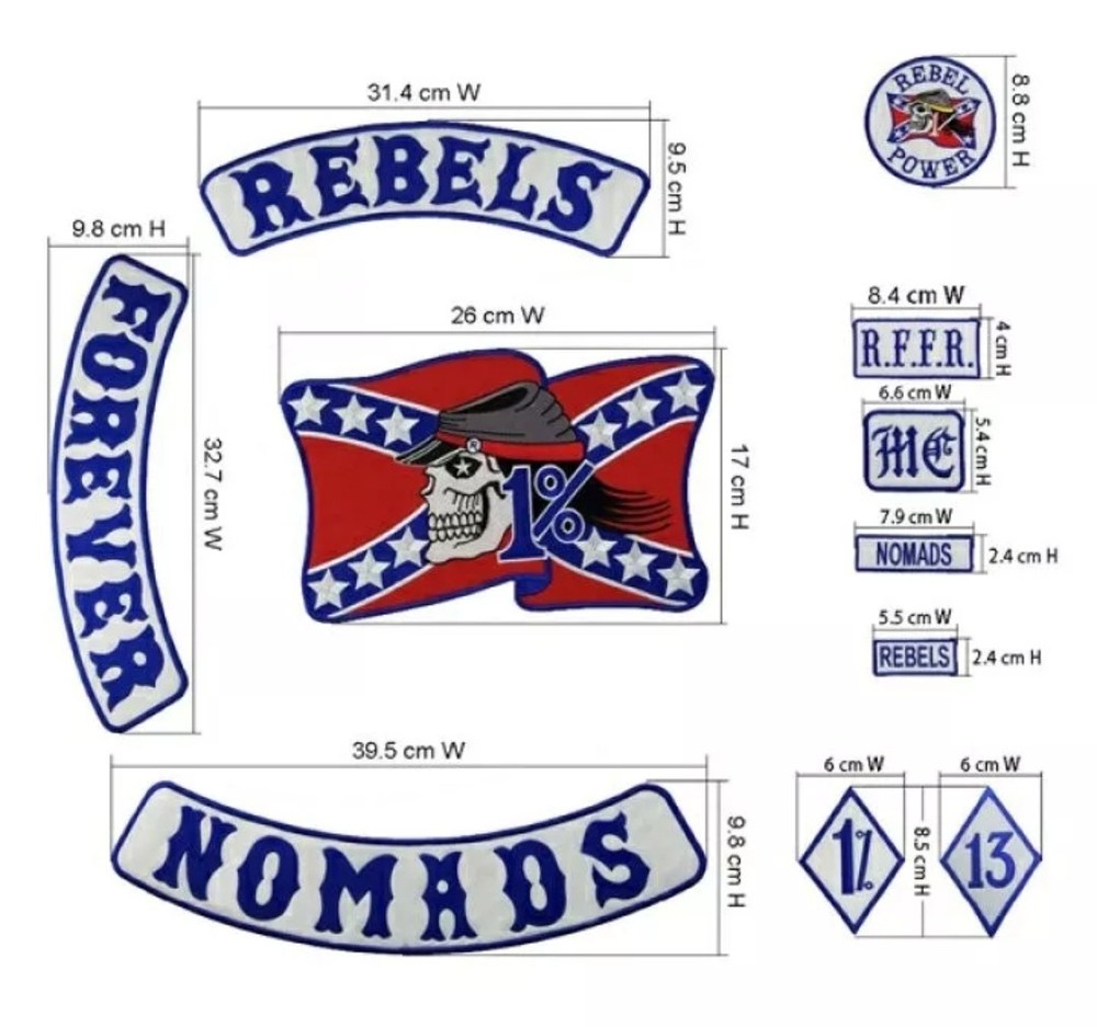REBELS NOMADS FOREVER Embroidered Biker Patch Iron On SET