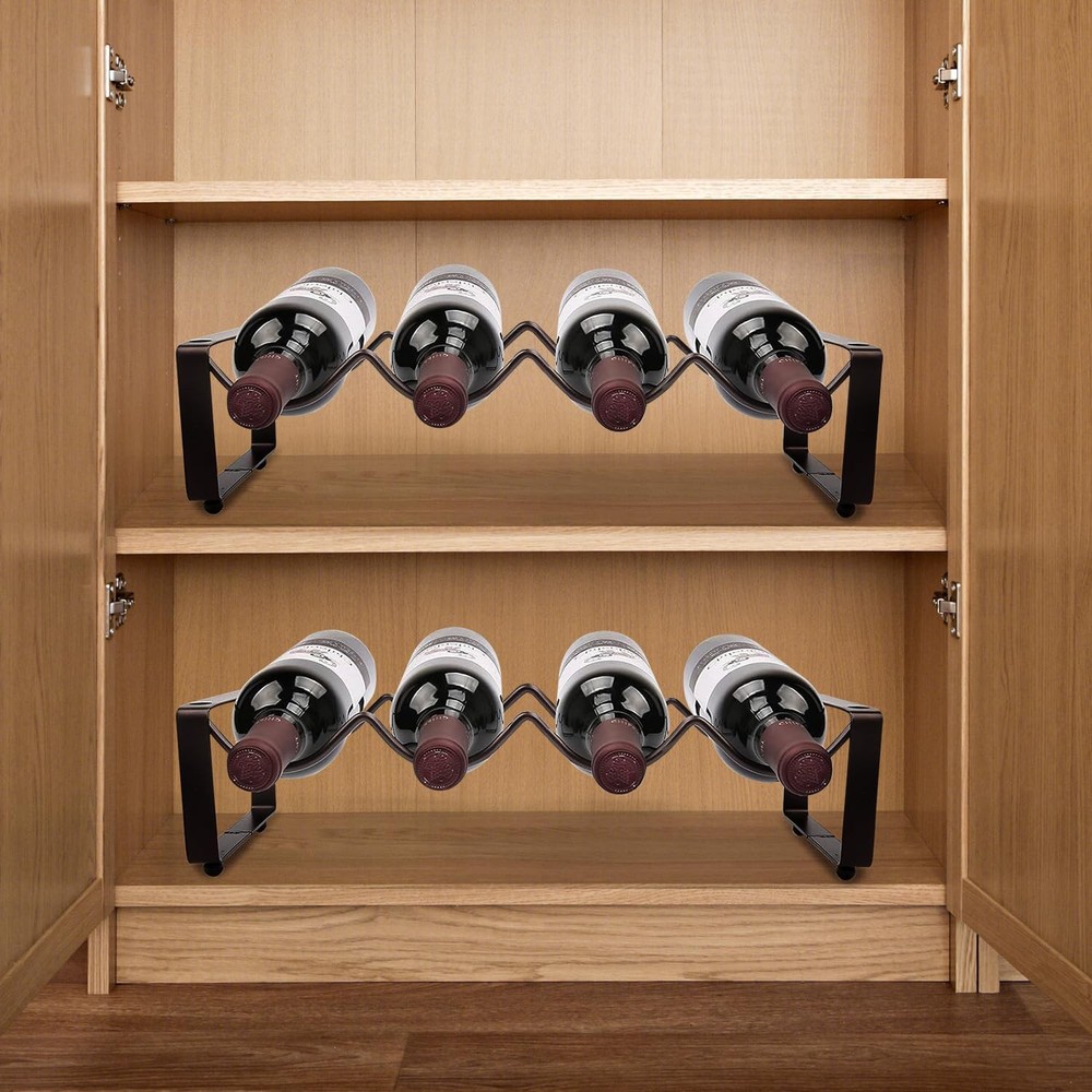 Carperipher Stackable Wine Rack Countertop, 8 Bottles 2 Tier Wine Cabinet Cou...