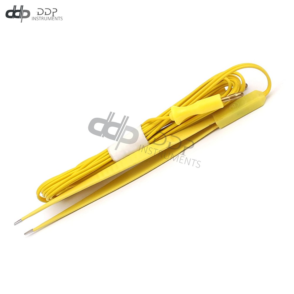 Bipolar Cushing Forceps 4.25" Yellow W/Cables Reusable Instruments EL-030